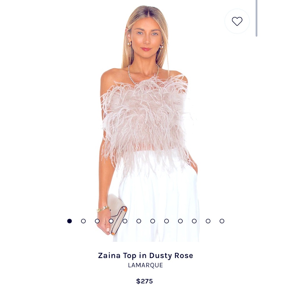 Lamarque Zaina Ostrich Feather Top in Dusty Rose